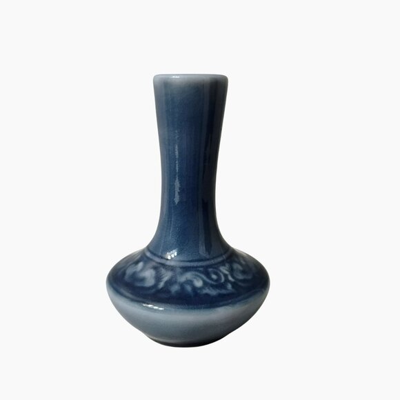Siam Celadon Other - Siam Celadon Vintage Pottery Vase Blue Thailand Wood Ash Glaze Handmade Thai Art